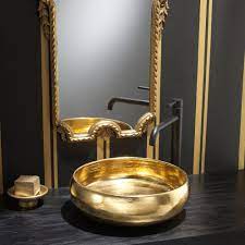 Lavabo Da Appoggio In Ceramica Raku Oro Ramon Ceramica Design Oro