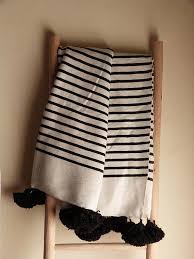 Black And White Striped Blanket Items Similar To Moroccan Pom Pom Blankets With Tassels Throw Blankets Striped Blankets Cover Bed Cotton Blankets Handmade Blanket White And Black Blanket On Moroccan Pom Pom Blanket Moroccan Pom Pom Pom Pom