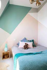 Choose a wallpaper with a neutral background color for a sophisticated look that will work with most furniture sets. 34 Ideas To Paint A Color Block Wall Domino Childrens Bedrooms Wall Design Home Decor
