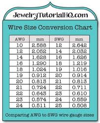 jewelry wire wire gauge size conversion chart comparing