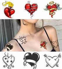 Amazon.com : 6 Sheets Temporary Tattoo Women Adults Heart Party Favors  Angel Body Face Sleeve Fake Tattoos : Beauty & Personal Care