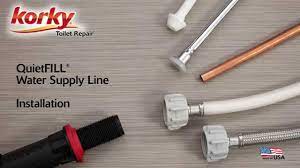 Flexible toilet supply lines have factory installed ends on them. How To Install A Quietfill Water Supply Line By Korky Youtube