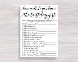 21st Birthday Party Game Ideas For Guys How Well Do You Know The Birthday Girl Birthday Quiz Girl Etsy In 2020 Birthday Quiz Girls Birthday Party Games Girl Birthday