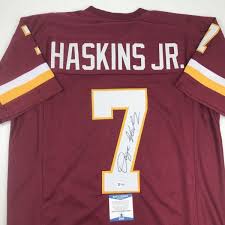 Autographed Signed Dwayne Haskins Jr Washington Red Football Jersey Beckett Coa Custom Jerseys Jersey Display Sports Organization
