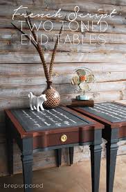 French Script Two Toned End Tables Brepurposed Painted Furniture Decor Table Makeover