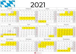 Kalender sind sonst leer und für den einfachen druck ausgelegt. 2021 Kalender Bayern Ferien Feiertage