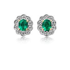 ☆personalized emerald diamond earrings ✓high quality. Dipples 18ct White Gold Emerald And Diamond Oval Stud Earrings Earrings From Dipples Uk