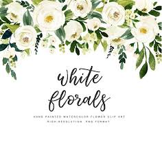 White Flower Small Set Individual Png Files Hand Painted Wedding Design Bohemian Rustic Watercolor Flowers Hand Painted Wedding Floral Watercolor
