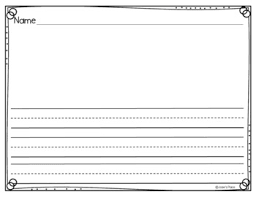 A line divided into 3 to help the child form their letters correctly; Kindergarten Writing Paper Landscape Style By Josie S Place Tpt