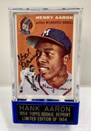 HANK AARON HOF SIGNED 1954 TOPPS ROOKIE RC RETRO 928/1954 JSA AUTO NM CARD 