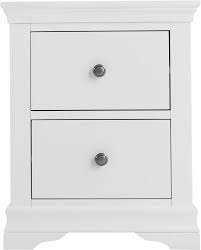 And wooden side table in white finish for your home; Chantilly White Painted 2 Drawer Large Bedside Cabinet Cfs Furniture Uk