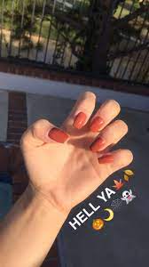 Coffin Burnt Orange Nails In 2021 Orange Acrylic Nails Orange Nails October Nails