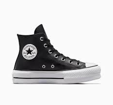 Size 5 black leather hot sale converse