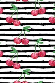 Black And White Watercolor Stripes Watercolor Cherries On Stripes By Littlearrowdesign Black Stripes On A White Background With Hand P Aesthetic Iphone Wallpaper Iphone Wallpaper Red Wallpaper