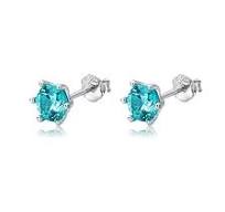 Wholesale Jewelry Fashion Paraiba Earrings 925 Sterling Silver Rhodium  Plated Jewelry Main Stone Round Stud Earrings