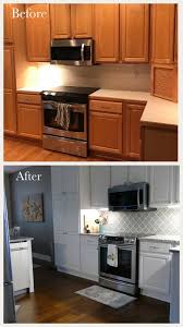 Kitchen Remodel Before After Dove Gray Arabesque Backsplash Painted W Kitchen Remodel Backsplash Kitchen White Cabinets Arabesque Tile Backsplash Kitchen