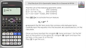 Because a geometric sequence is an exponential function whose domain is the set of positive integers, and the common ratio is the base of the function, we can write explicit formulas that allow us to find particular terms. Sum Geometric Series Calculator Series Sum Calculator