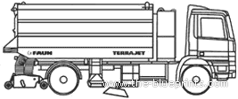 Coloring book pages for kids. Blueprints Trucks Faun Faun Terrajet Street Sweeper 2006