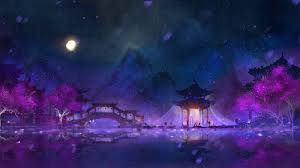 Check out this fantastic collection of purple anime wallpapers, with 48 purple anime background images for your desktop, phone or tablet. Wallpaper Id 166894 Anime Fantasy Japan Purple Oriental Scenery Night
