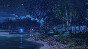 Night Anime Wallpaper Landscape Christmas, night, trees, winter, snow, lights. night anime wallpaper landscape