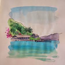 Nha Trang Vietnam Caribbean Art Watercolor And Ink Kids Watercolor