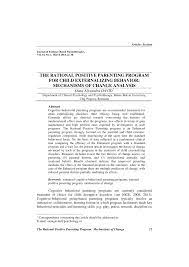 Für dreifaches p von positive parenting program) ist ein auf. Pdf The Rational Positive Parenting Program For Child Externalizing Behavior Mechanisms Of Change Analysis