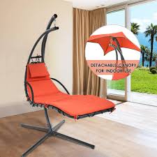 Get comfortable while relaxing outside on an outdoor chaise lounge. Review The Best Hanging Chaise Lounger Hanging Chairs