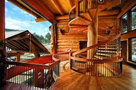 The best staircase design considers both form and space; Log Home Staircases