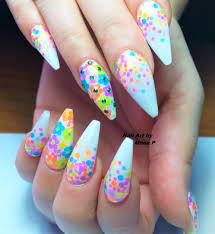 Neon Confetti Balerina Coffin Nail Art Nails Nail Art Coffin Nails