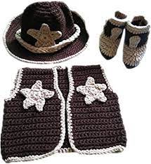 Pinbo Newborn Baby Boys Photo Prop Crochet Cowboy Set Hat Vest Boots Costume Electronics Amazon Com