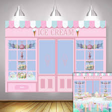 Realistic tasty icecream template with popsicle chocolate vanilla creamy and glaze ice cream scoops of different flavors. Fanghui 7x5ft Ice Cream Party Backdrop Cute Pink Photo Studio Parlor Door Window Cake Princess Birthday Party Banner Wallpaper Photography Backdrops For Picture Buy Online In Antigua And Barbuda At Antigua Desertcart Com Productid