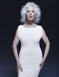 Older Women Stylish Street Style White Dress Beautiful Old Woman Ageless Beauty Grey Hair Light