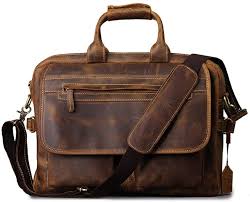 Kattee Men S Leather Briefcase Messenger Bag 16 Inch Laptop Bag Coffee Amazon Co Uk Clothing Leather Briefcase Men Leather Briefcase Messenger Bag Men