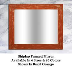 Since orange is a tertiary color, it is easiest to start with a bright orange paint and its tertiary friend, brown ? Shiplap Large Wood Framed Mirror Available In 4 Sizes And 20 Colors Shown In Burnt Orange Paint Large Wall Mirror Rustic Barnwood Style Shabby Chic Painted Wood Framed Mirror