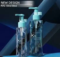 New Design Cosmetic Packaging Bottles 180ml 300ml Empty PETG Wave Essence  Lotion with Clip Press Dispenser Lotion Skincare Shampoo Pump Bottle
