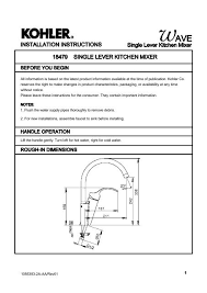 Measure and mark the kitchen sink's layout. Installation Instructions Wavea Kitchen Mixer Kohler