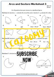 Find the area of the sector whose central angle js 45. Arc Lengths Worksheets Cazoomy