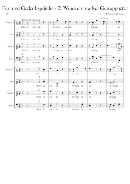Free printable & coloring pages. Wenn Ein Starker Gewappneter Johannes Brahms Sheet Music For Piano Tenor Satb Musescore Com