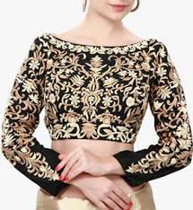 Black Boat Neck Crop Top Lehenga Black Raw Silk Long Sleeve Boat Neck Blouse With Heavy Gold Zari Embroidery Blouse Long Sleeve Saree Blouse Stylish Blouse Design Blouse Designs