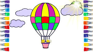 How To Draw Hot Air Balloon Coloring And Drawing For Kids Drawing For Kids Drawings Cartoon Drawings
