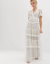 Needle Thread Embroidered Lace Tiered Maxi Dress In Ivory Embroidered Maxi Dress Tiered Maxi Dress Lace Dress