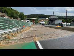 Water cascaded along the circuit between la source and eau rouge, causing damage to the track, … Flood Hits Spa Francorchamps Youtube