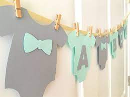 Baby One Piece Bodysuit It S A Boy Baby Shower Banner Aqua Mint And Gray Baby Shower Decoration Baby Shower Etsy Peanut Baby Shower Baby One Piece
