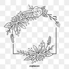 Black Hand Painted Line Side Wedding Decoration With Enclosed Round Symbolic Flower Border Border Clipart Marry Wedding Decorations Png Transparent Clipart Flower Border Wreath Drawing How To Draw Hands