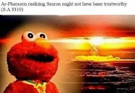 Tolkien Tuesday 17 50 Dank And Dumb Lord Of The Rings Memes In 2021 Elmo Memes Meme Template Elmo