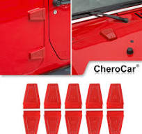 Red Hood Hinge Door Hinges Cover Trim Upgrade Parts For Jeep Wrangler JK 2007-17