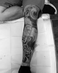 Black And White Japanese Tattoo Leg Sleeve 40 Japanese Crane Tattoo Designs For Men Bird Ink Ideas Crane Tattoo Japanese Tattoo Tattoo Designs Men