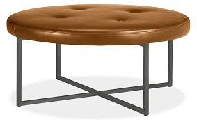 Antique brown leather round button tufted coffee table ottoman not an inch was spared when we tuf. Sidney Leather Round Ottomans Modern Benches Stools Ottomans Modern Living Room Furniture Room Board Round Ottoman Round Leather Ottoman Leather Ottoman Coffee Table