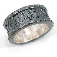 Steampunk Black Silver Gear Ring Steam Punk Wedding Ring 265 Liked On Polyvore Featuring Jewelry Rin Steam Punk Jewelry Steampunk Rings Steampunk Wedding
