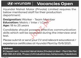 Select tcs nqt variant step 3: Hyundai Nishat Motor Faisalabad Jobs 2021 For Team Member 2021 Job Advertisement Pakistan